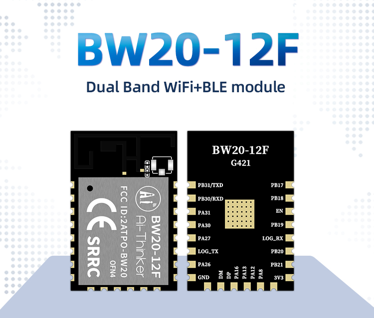 Ai-Thinker BW20-12F Dual-Band Wi-Fi Bluetooth 5.0 RTL8711 Wireless SoC Module